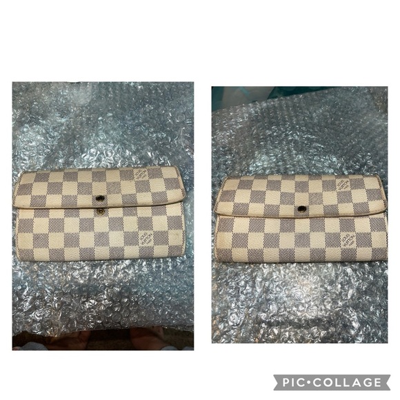 Louis Vuitton Damier Azur Coated Canvas Leather Sarah Long Wallet - Picture 8 of 13